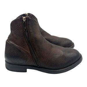 Lemargo Italian Lamb Pebble Leather Men's Ankle Size Zip Brown Boots EU 44.5